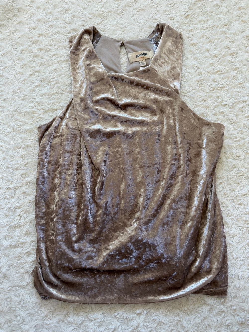 Porridge Taupe Velvet Sleeveless Top women's medium NWT
